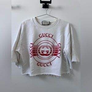 Gucci short sleeved sweatshirt with raw hem